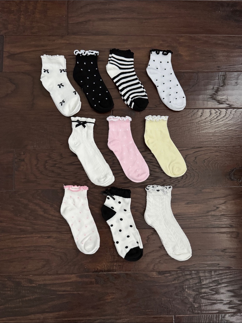 NWOT Ankle Socks 10 Pack — Pink, Yellow, Black, White
